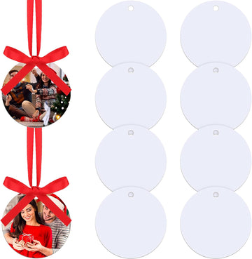 Sublimation Blank Christmas Ornament Pendants with Ribbon 10 Pack