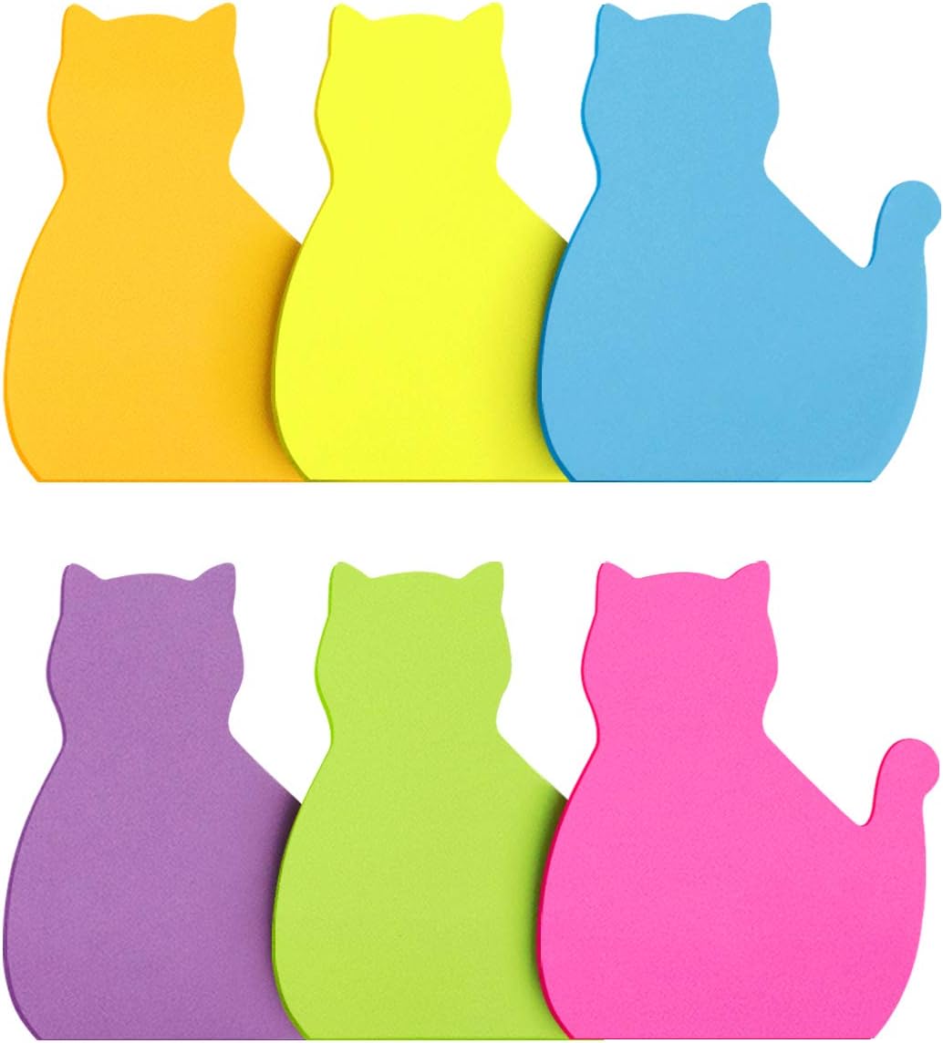 Cat Shape Sticky Note 6 Color 75 Sheets/Pad - TTpen