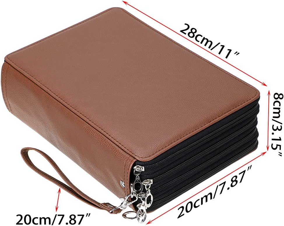 200 Slots PU Leather Pencil Case Holder Organizer