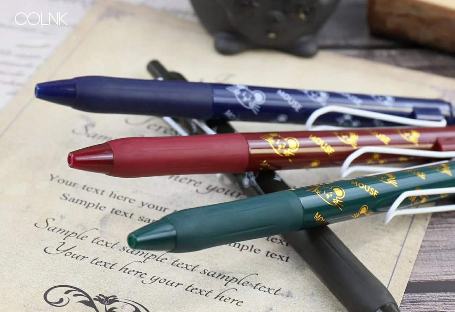 COLNK Colored Gel Pens with Retro Ink Retractable,0.5mm,8 Pack