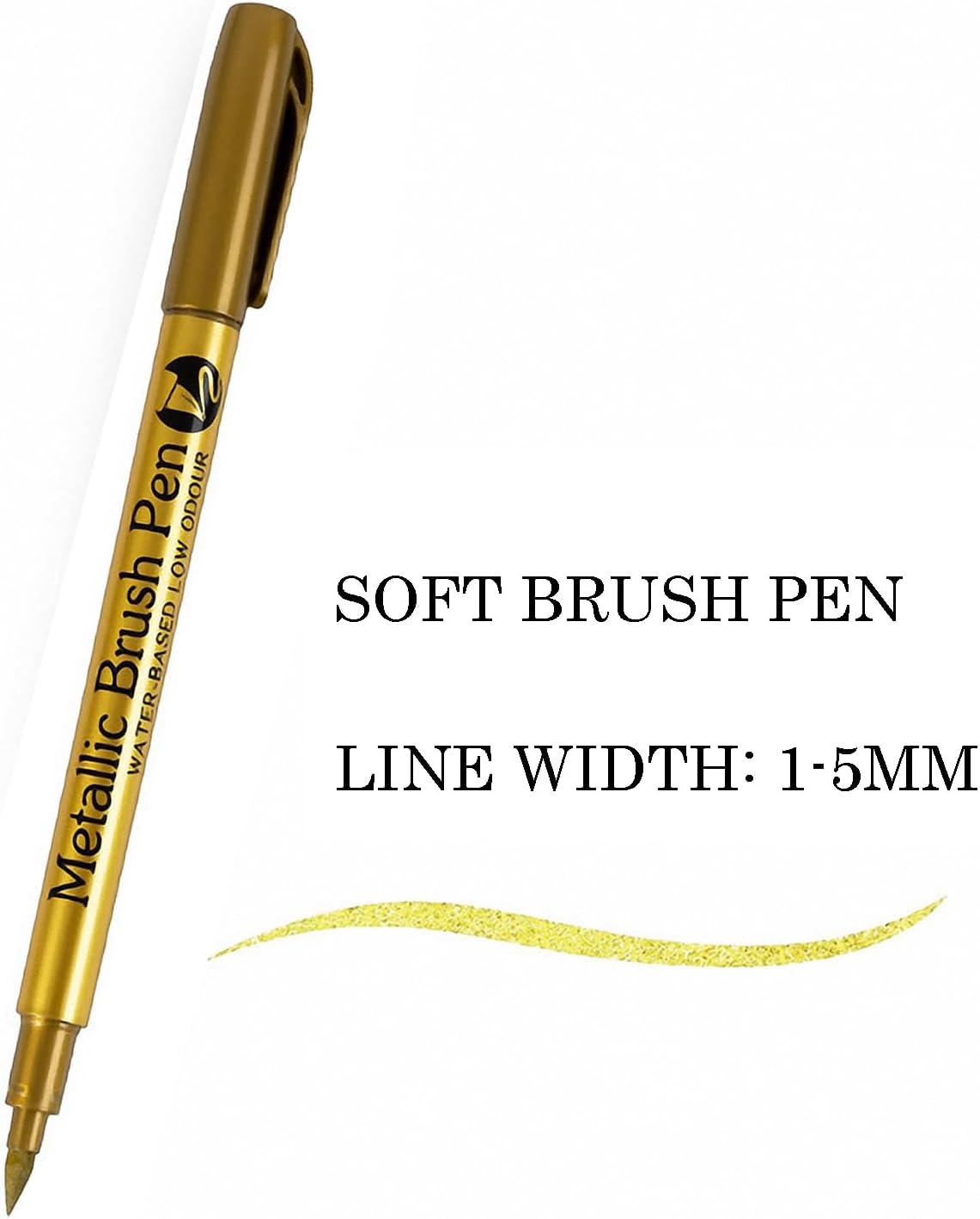 12pcs Metallic Brush Craftwork Marker Pens Gold - TTpen