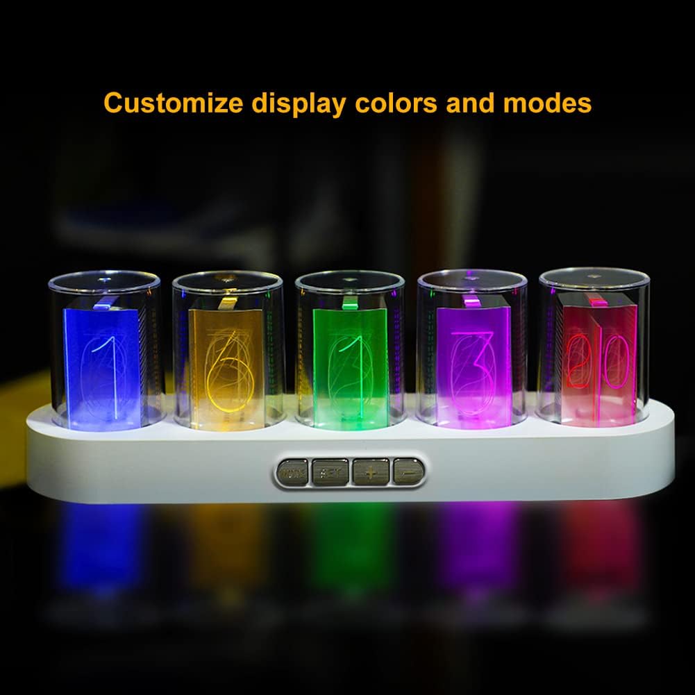 Simulation Nixie Tube Clock,RGB LED Desk Clock