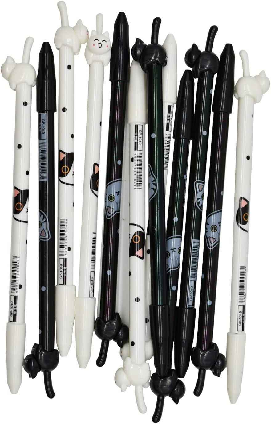 12PCS Cat Tail Cat Face Gel Pens