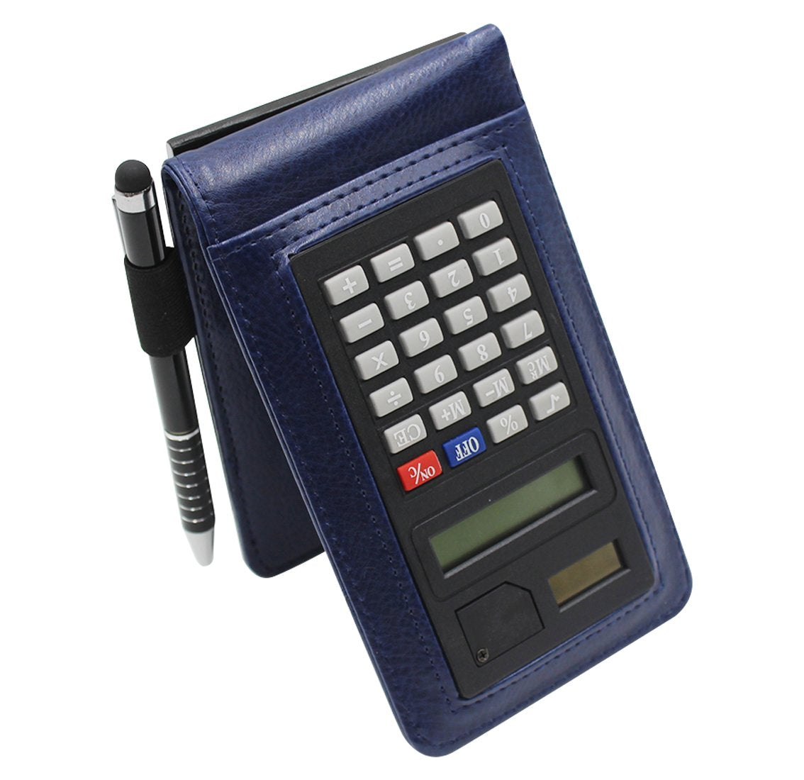A7 Pocket PU Leather Mini Notepad with Calculator Ballpoint Pen Holder