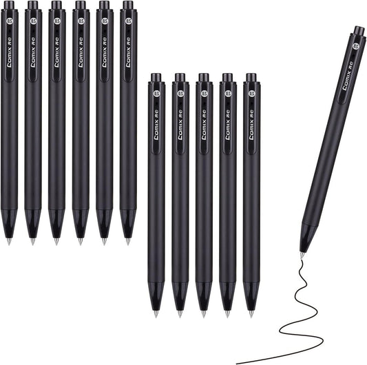 Comix 12pcs Retractable Gel Pens,Black Ink,0.5mm Medium Point