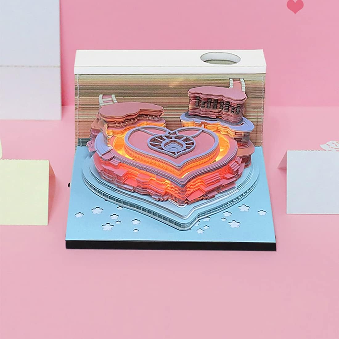 Fortress of Love,3D Memo Pad,Castle Buildings,Pink