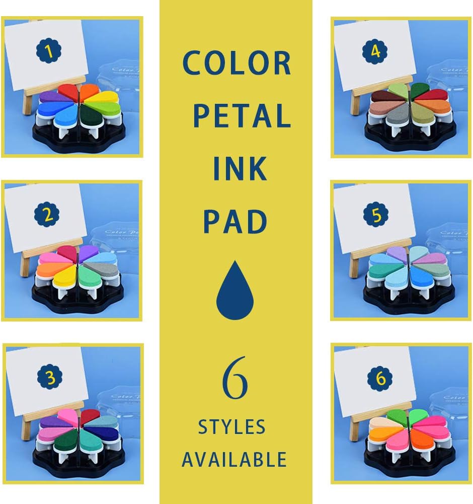 8 Colors Petal Shape Craft Pigment Ink Pad Stamps Partner