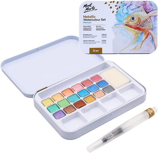 Mont Marte 21 Piece Premium Metallic Watercolor Cake Set