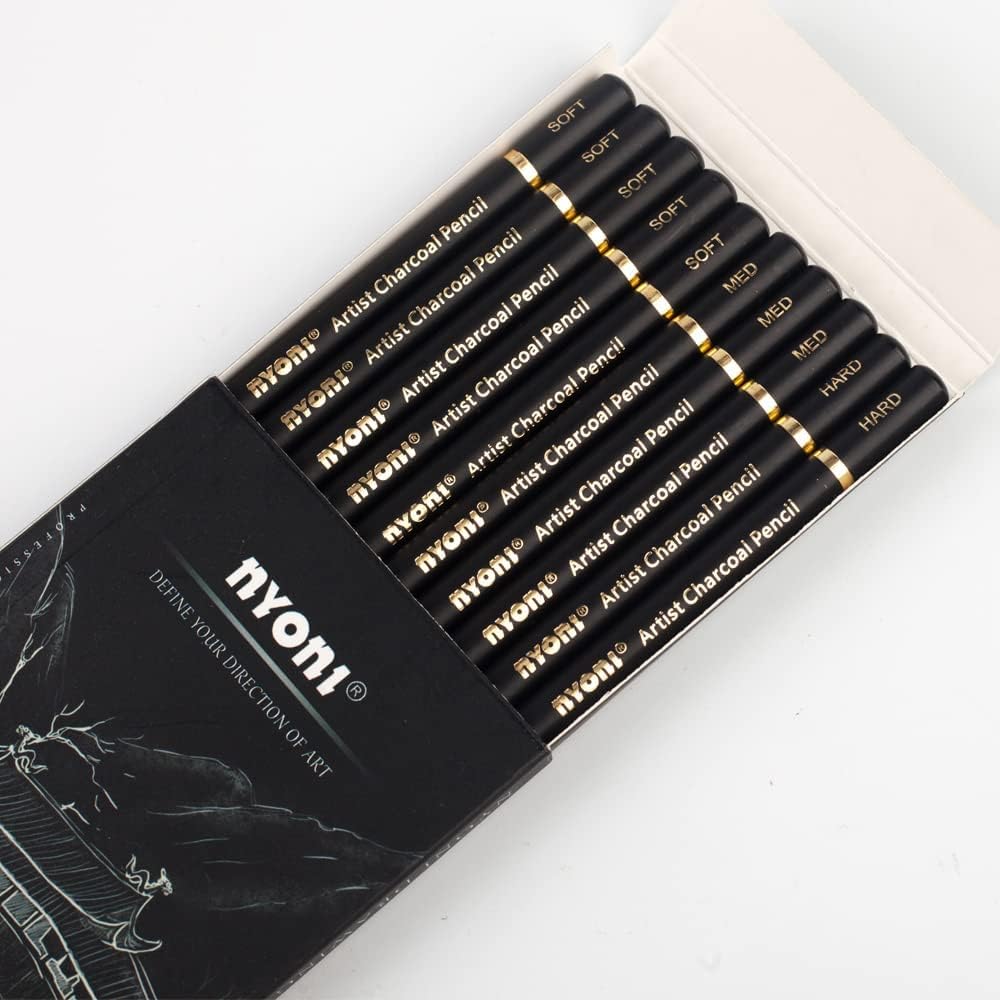 Nyoni Professional Charcoal Pencils Drawing 10 Pack