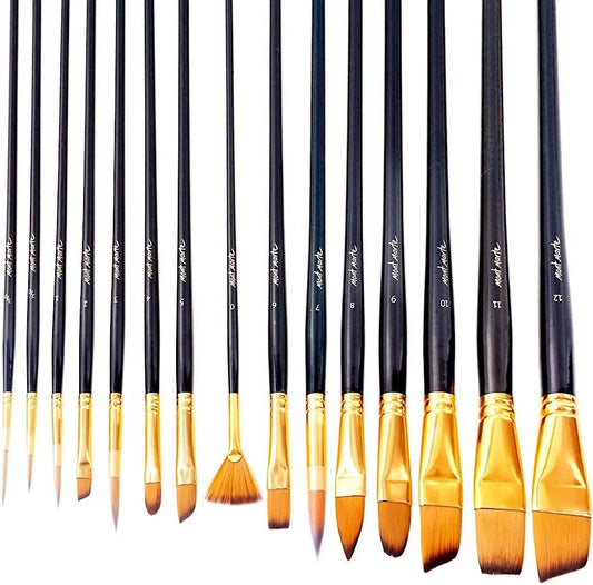 Mont Marte Art Paint Brushes Set,15 Different Sizes