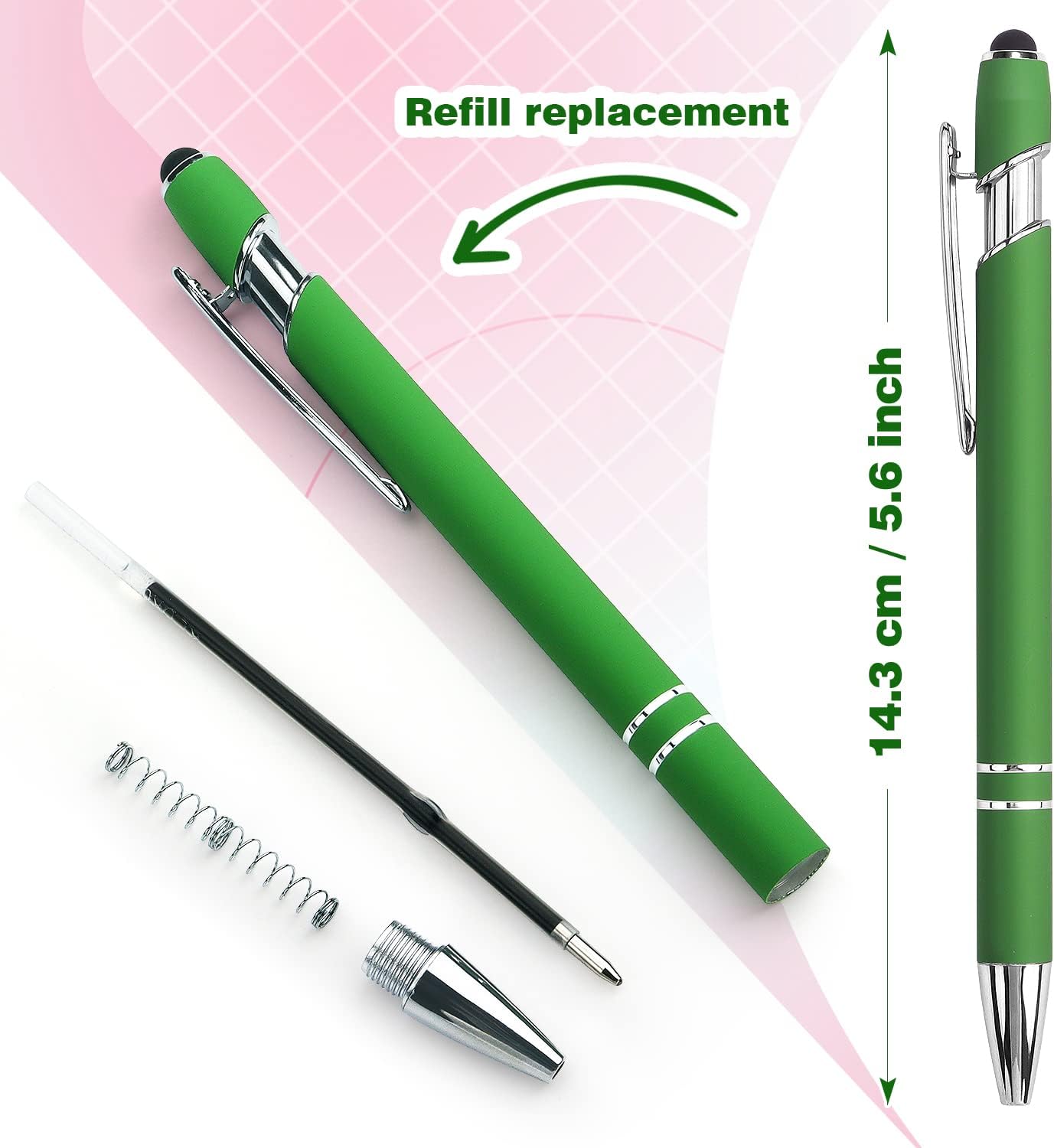 2-in-1 Stylus Retractable Ballpoint Pen with Stylus Tip,1.0mm Black Ink