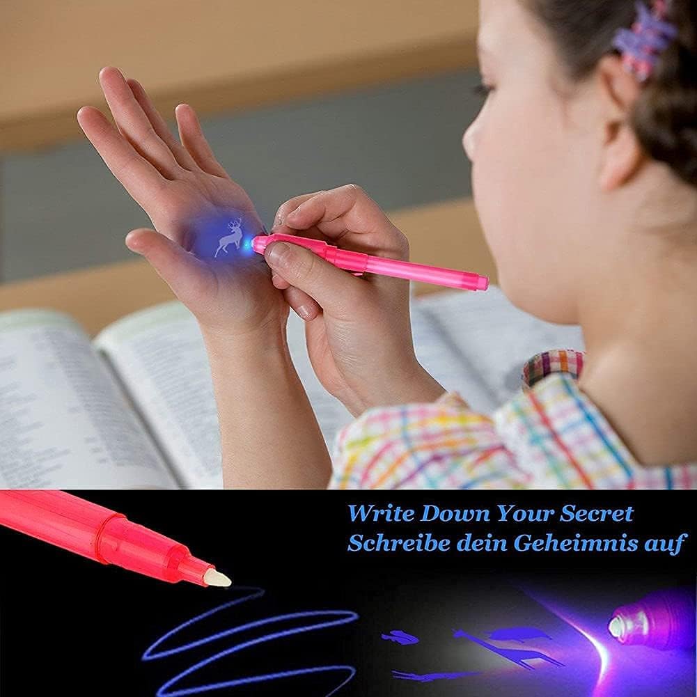 7pcs Invisible Ink Spy Pen with UV Light for Kids Secret Message