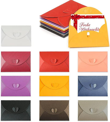 100pcs Mini Christmas Gift Card Envelopes with Heart Shaped Clasp