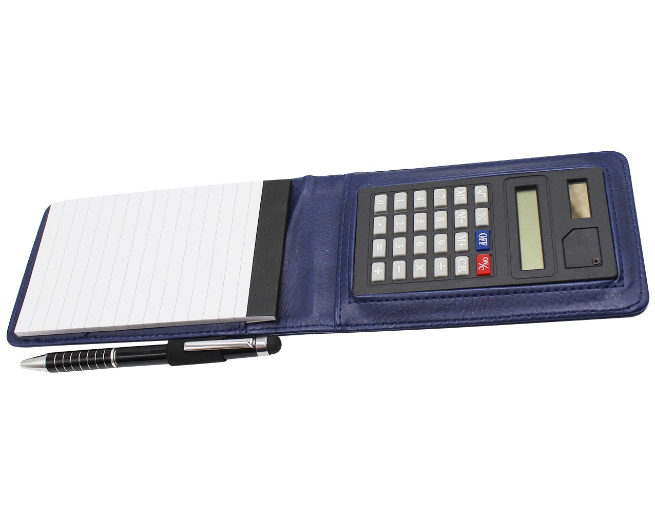 A7 Pocket PU Leather Mini Notepad with Calculator Ballpoint Pen Holder