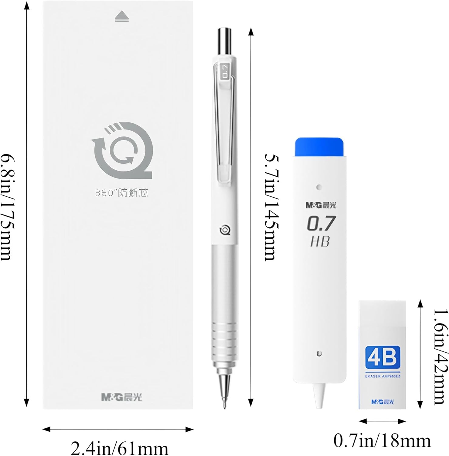 M&G 3PCS 0.5mm Mechanical Pencils with HB Lead Refills Set