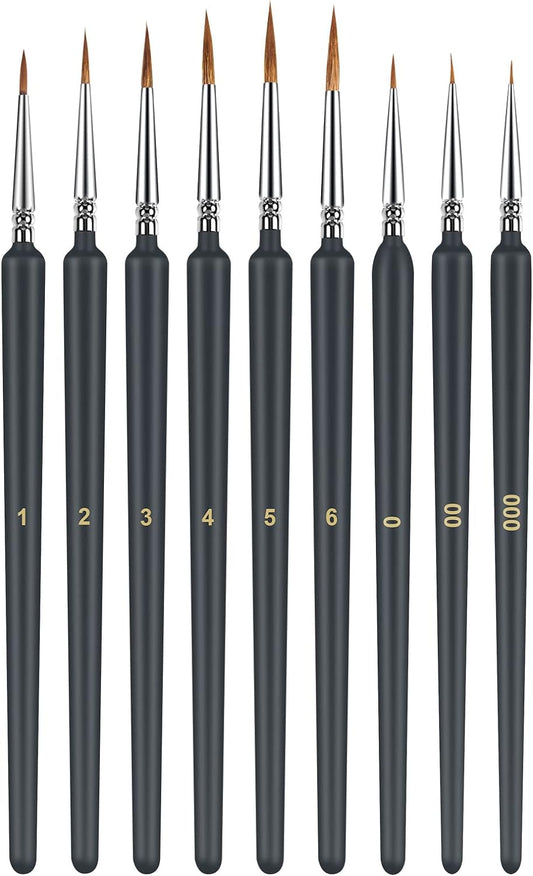 9pcs Miniature Paint Brushes Set for Fine Detailing & Art Painting