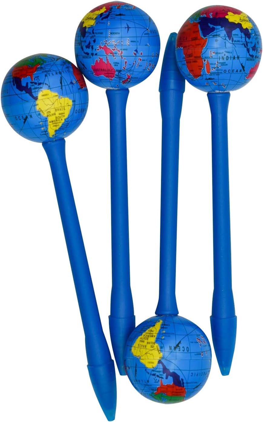 4PCS World Globe Earth Tellurion Ballpoint Pens 1.0MM Black Ink