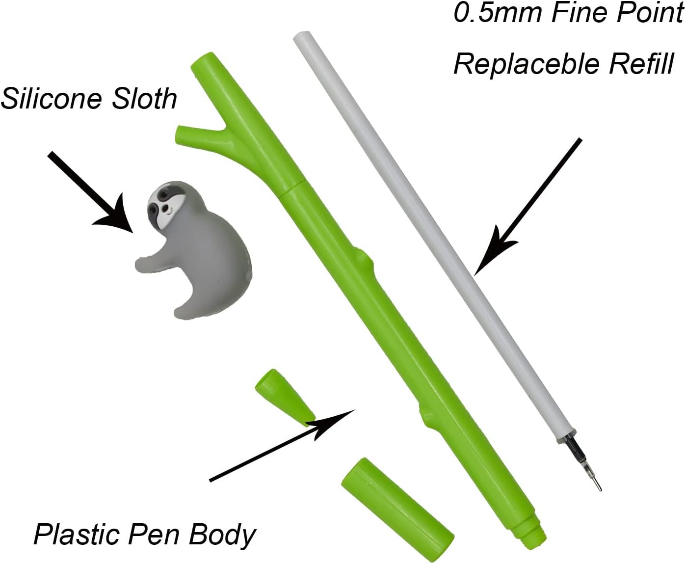 9PCS Cute Sloth Pens Kawaii Bradypod Climbing Tree Pens 0.5 mm