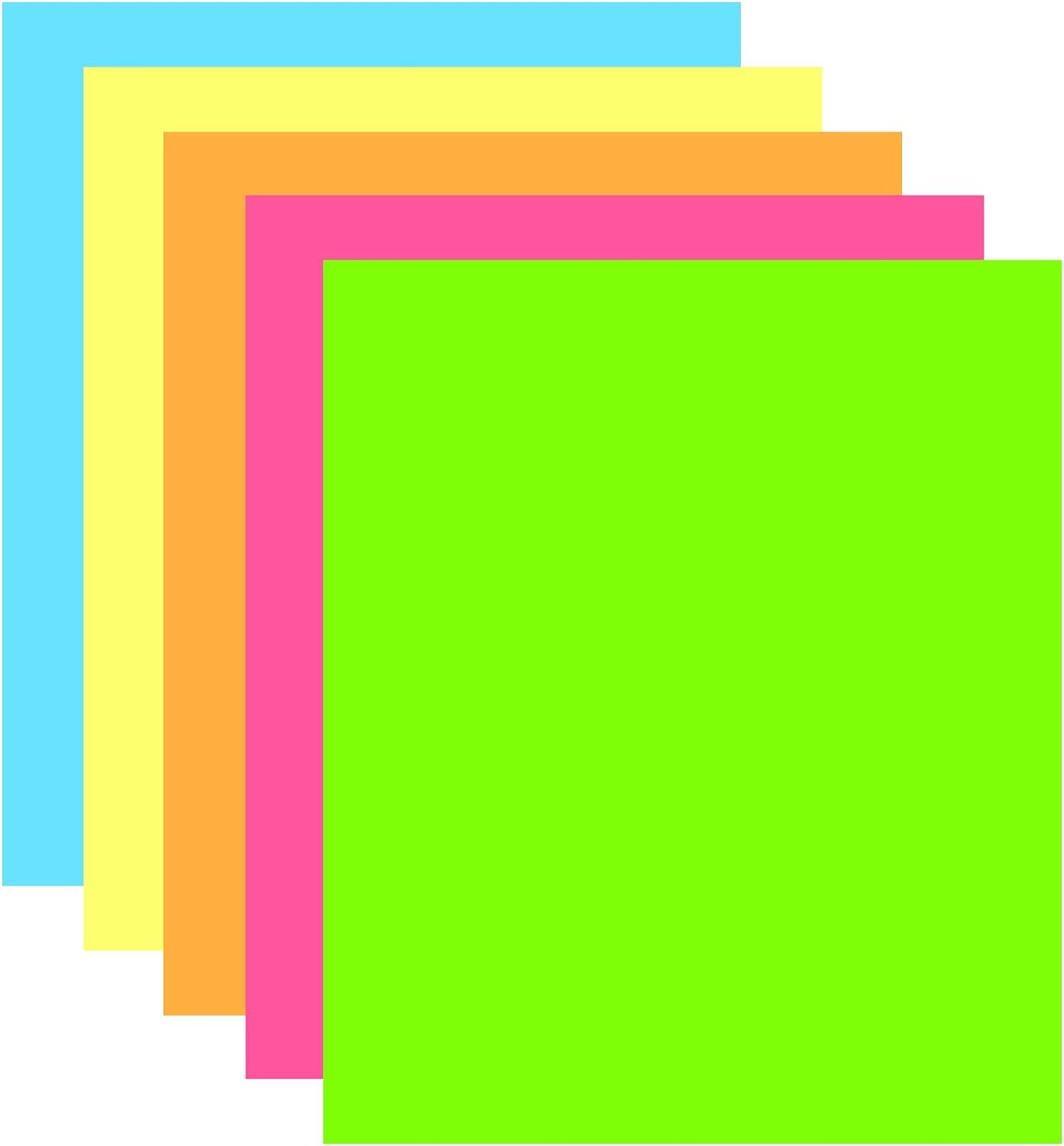 5 Color Neon Heat Transfer Vinyl Glow in The Dark 12 x 10 Inch