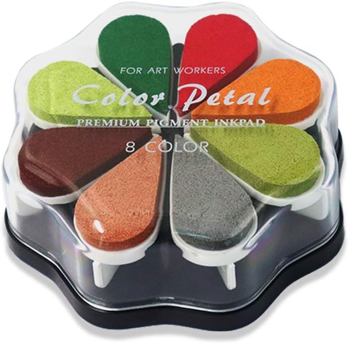 8 Colors Petal Shape Craft Pigment Ink Pad Stamps Partner