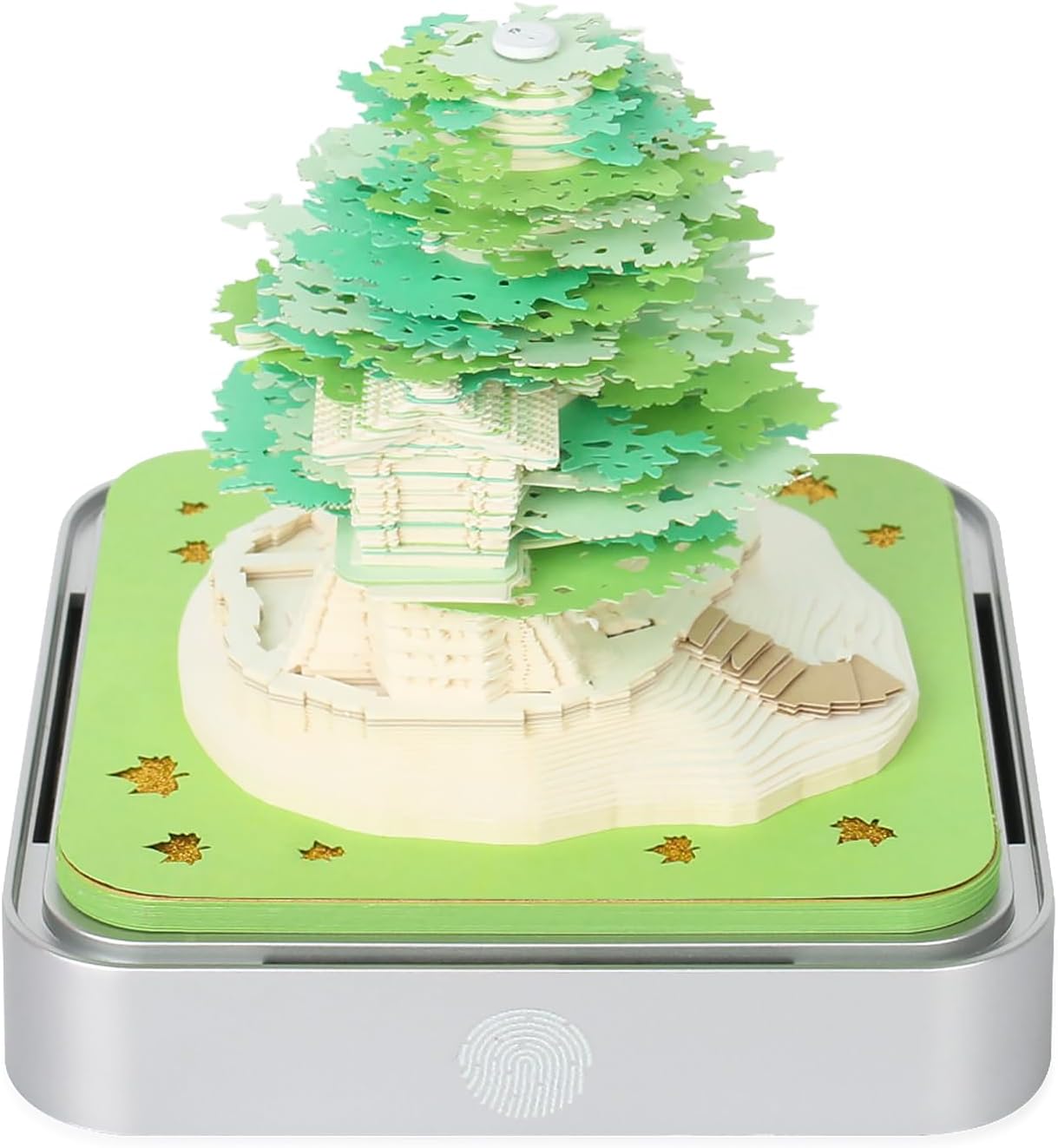 2024 Desk Calendar With LED Lights Sakura Tree House Pink Green