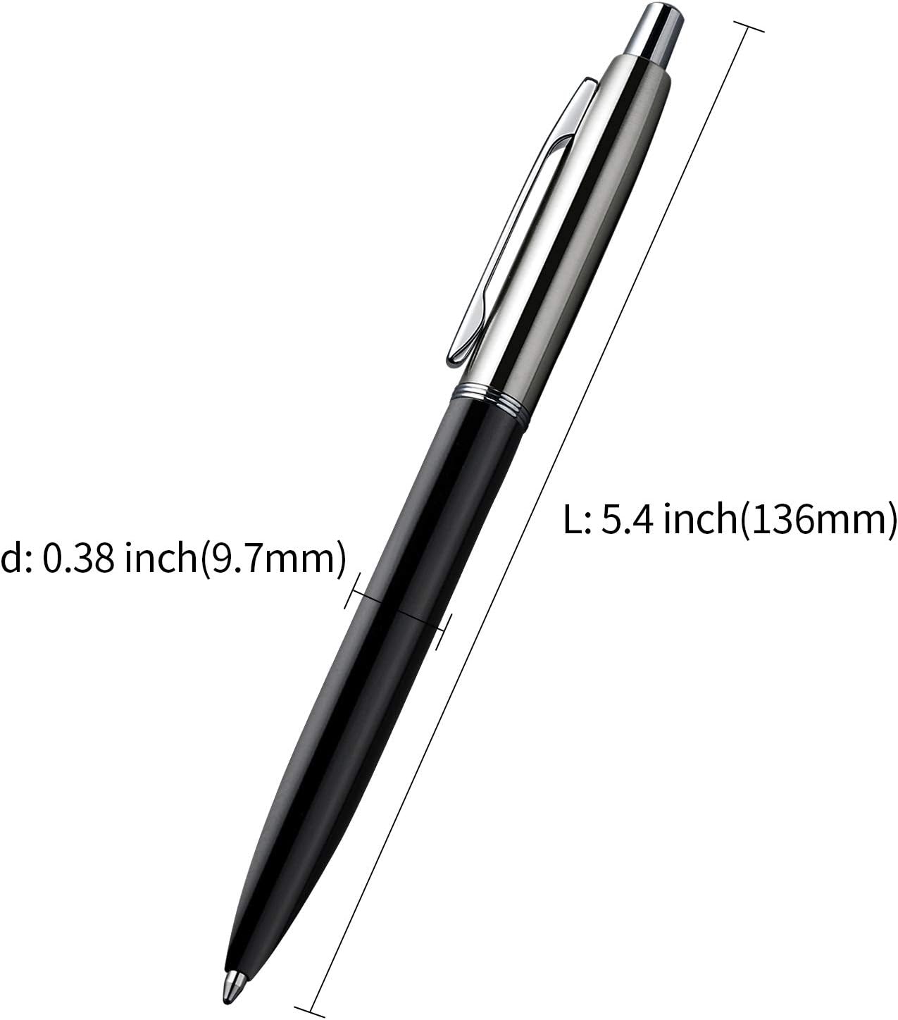 3Pcs Retractable Stainess Steel Metal Ballpoint Pens,6 Replaceable Refills