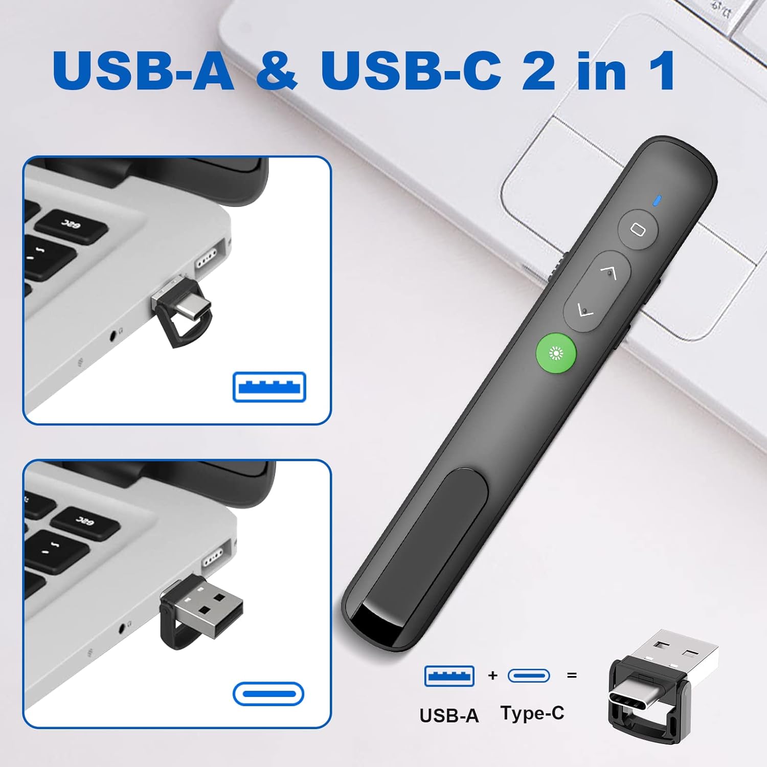 Red/Green Laser Presentation Clicker PowerPoint Wireless Presenter Remote