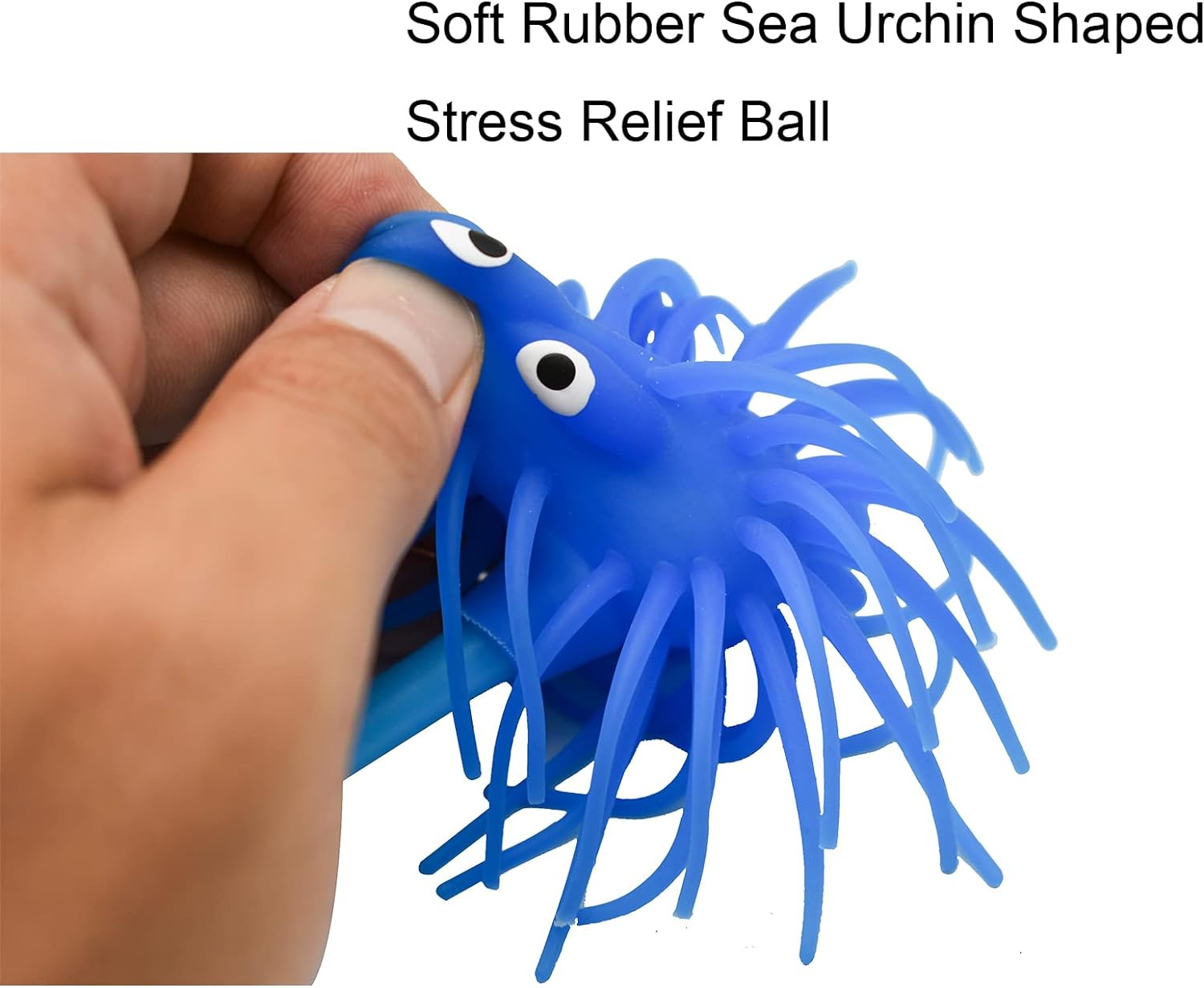 6 PCS Cute Sea Urchin Shaped Pens Soft Rubber Ballpoint Pens