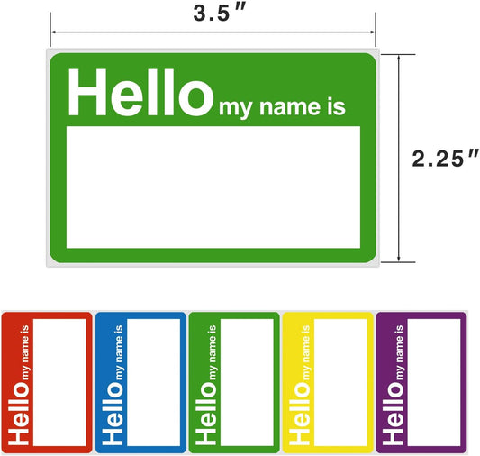 5 Colors (Hello My Name is) Name Tags Stickers 400 Labels