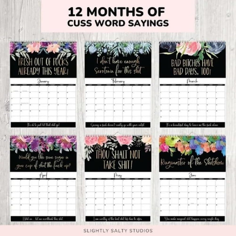 Fuck it Flower Calendar Memo,Wall 2024 Calendar for Tired-Ass Women