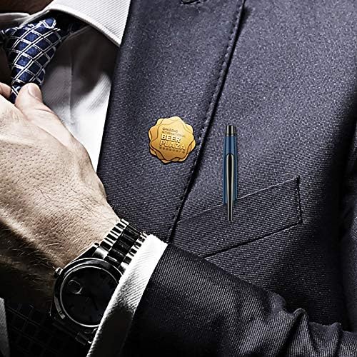 Slim Metallic Blue Retractable Ballpoint Pens Black ink 6 Pack