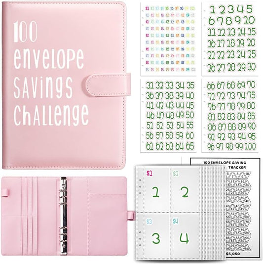 100 Day Challenge A5 Money Saving Budget Binder Pink - TTpen