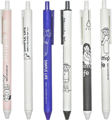 12PCS Retractable Abstract Characters Cute Girls Boys Print Gel Pens