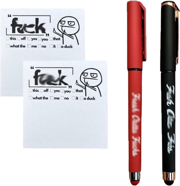Fresh Outta Fucks Pad and Pen with Funny Stickers 2 Pack