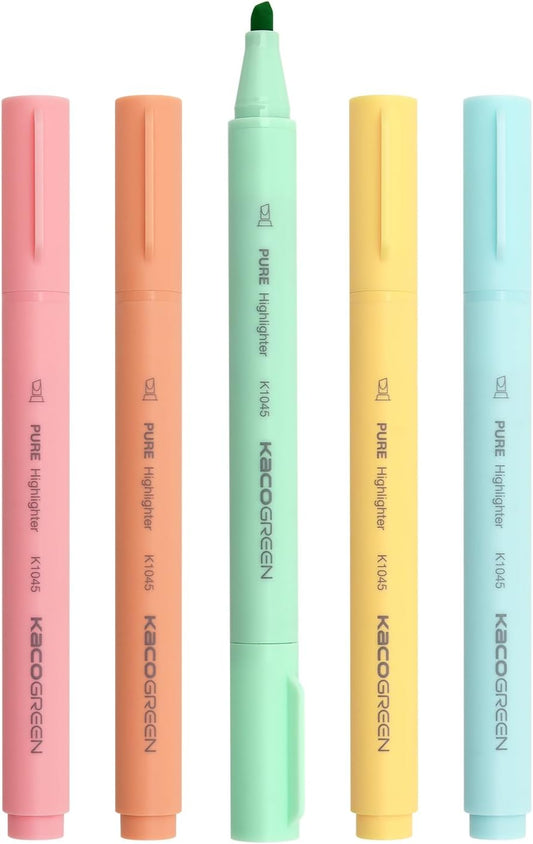 Kaco Aesthetic Highlighters,5 Assorted Macarons Color Bible Markers