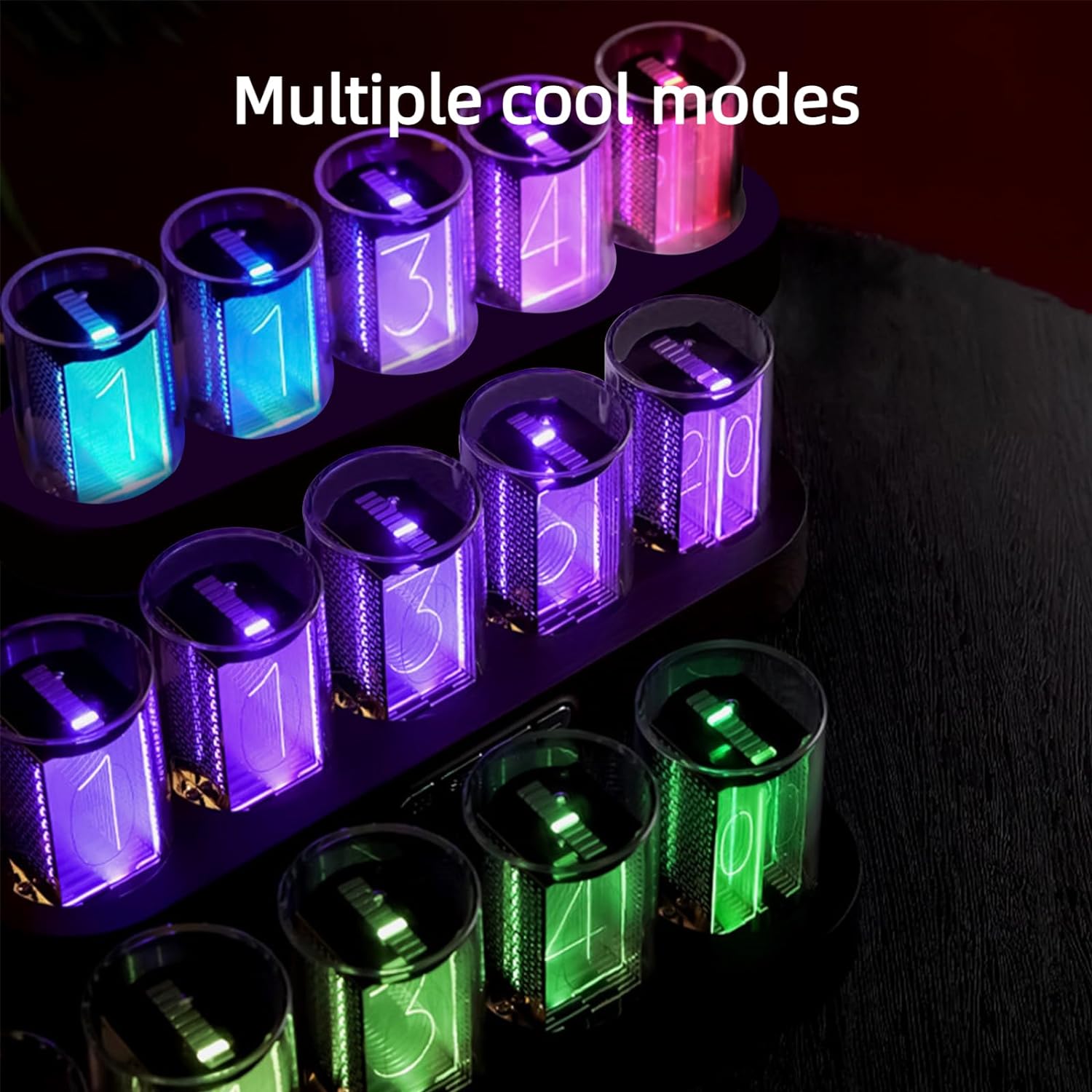 Simulation Nixie Tube Clock,RGB LED Desk Clock
