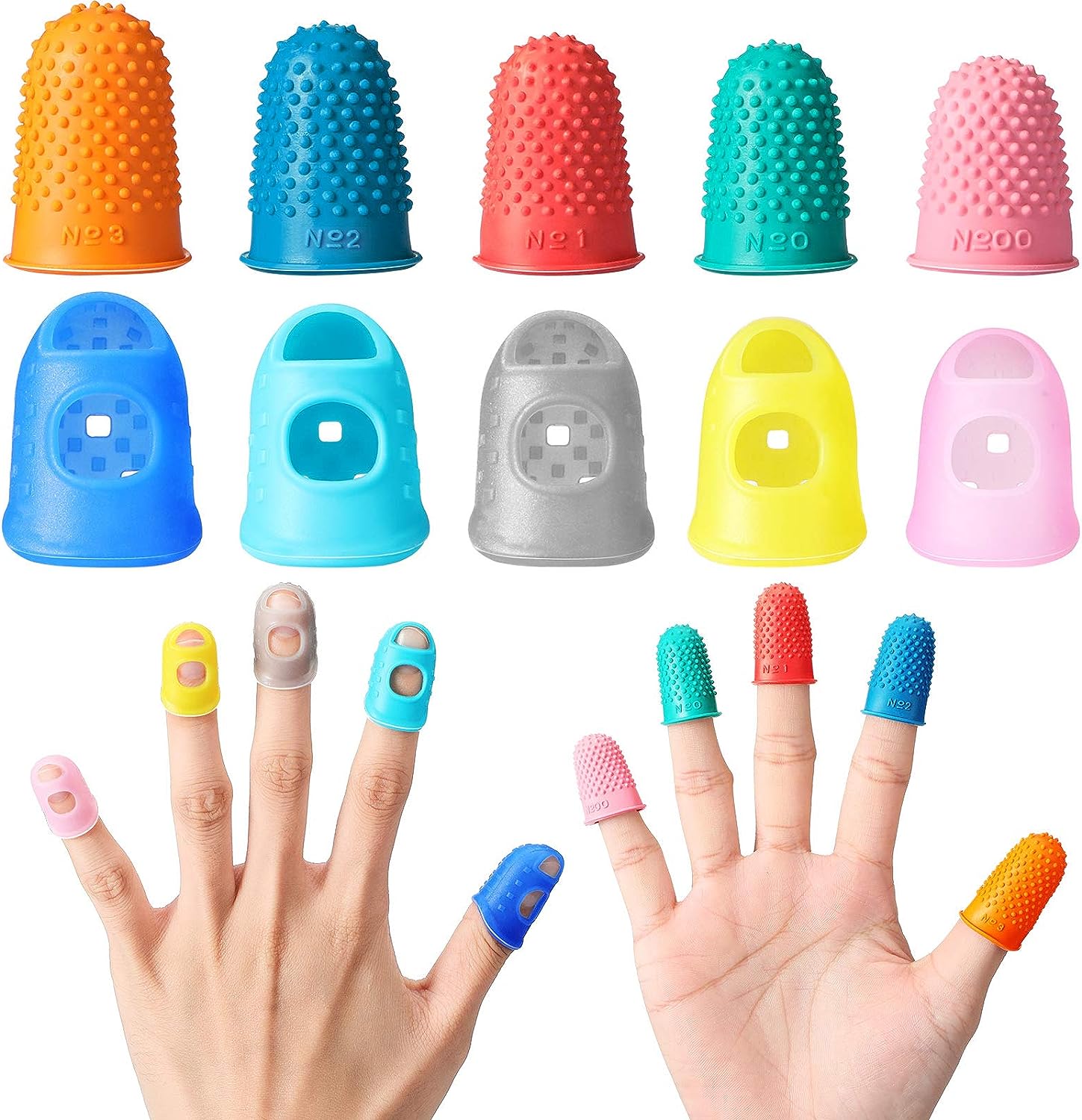20PCS Rubber Finger Tips Guard Assorted Colors Finger Protector Covers
