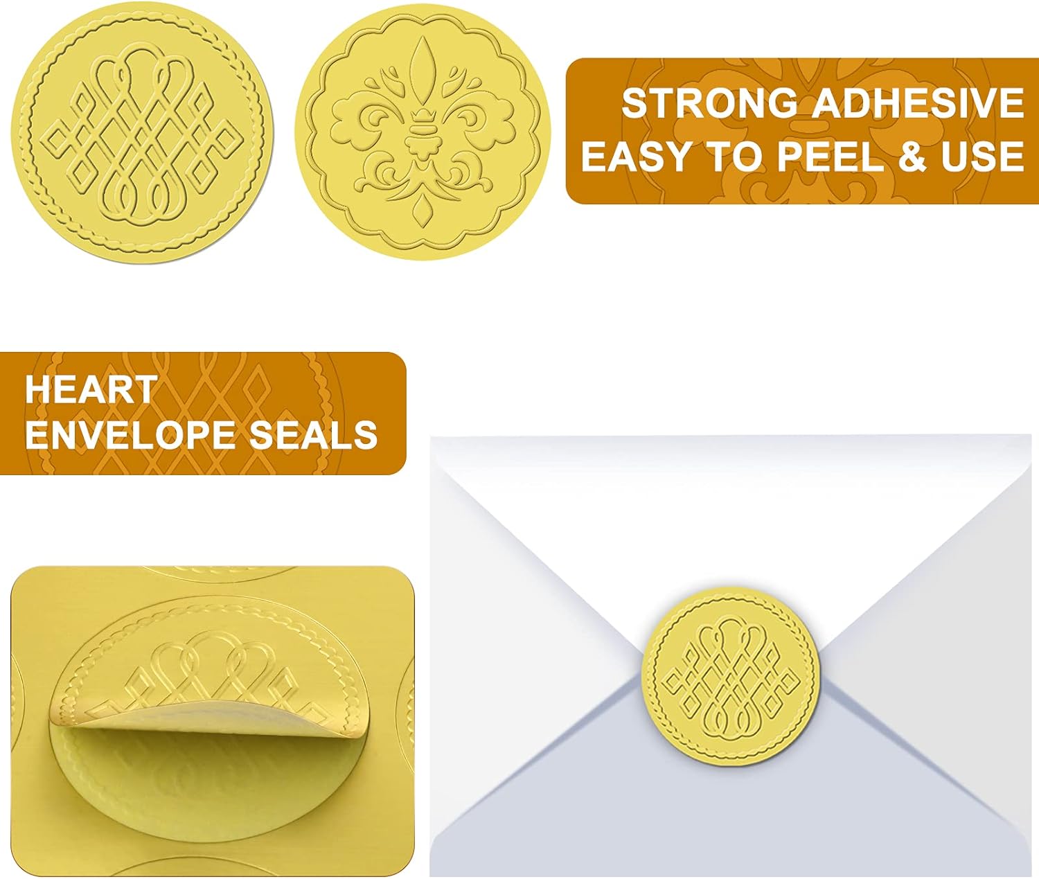 100 Pieces Gold Foil Embossed Wax Envelope Seals