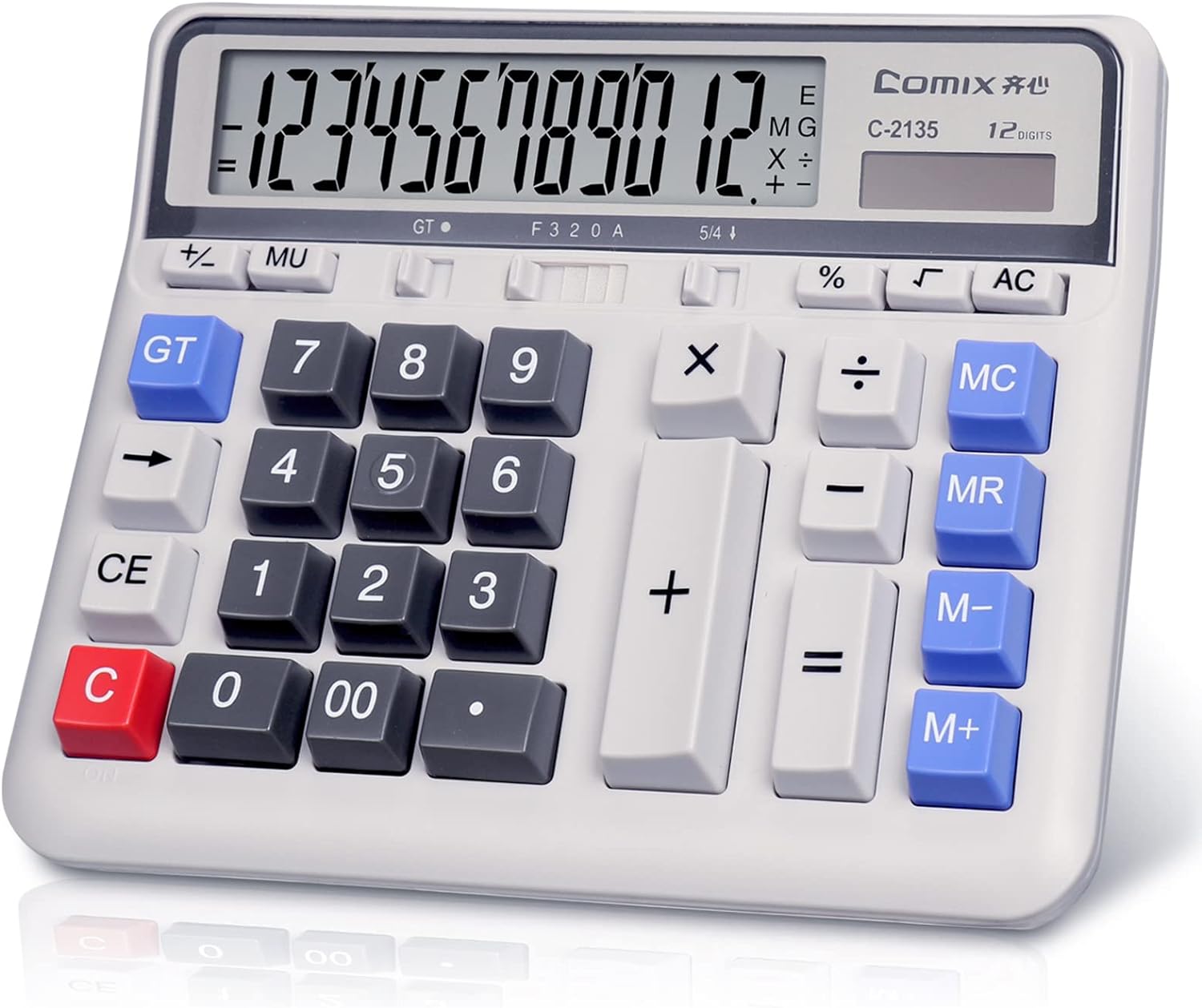Comix C-2135 Desktop Calculator Solar Battery Dual Power with 12-Digit