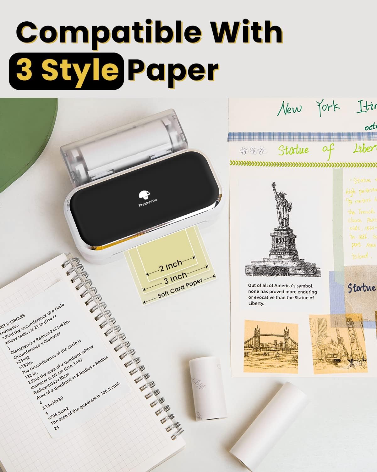 Phomemo M03 Portable Bluetooth Printer for 2-3 Inch Width Thermal Paper