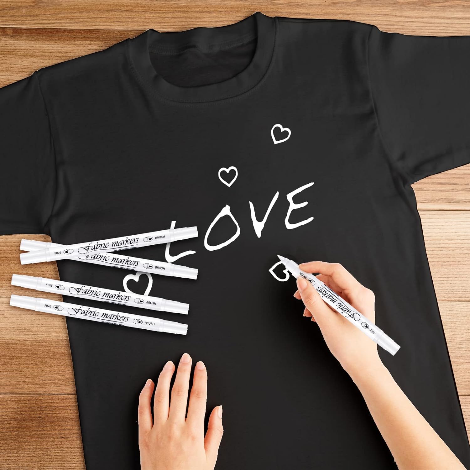 Guangna 6Pcs Fabric Markers Double Ended White Black Color
