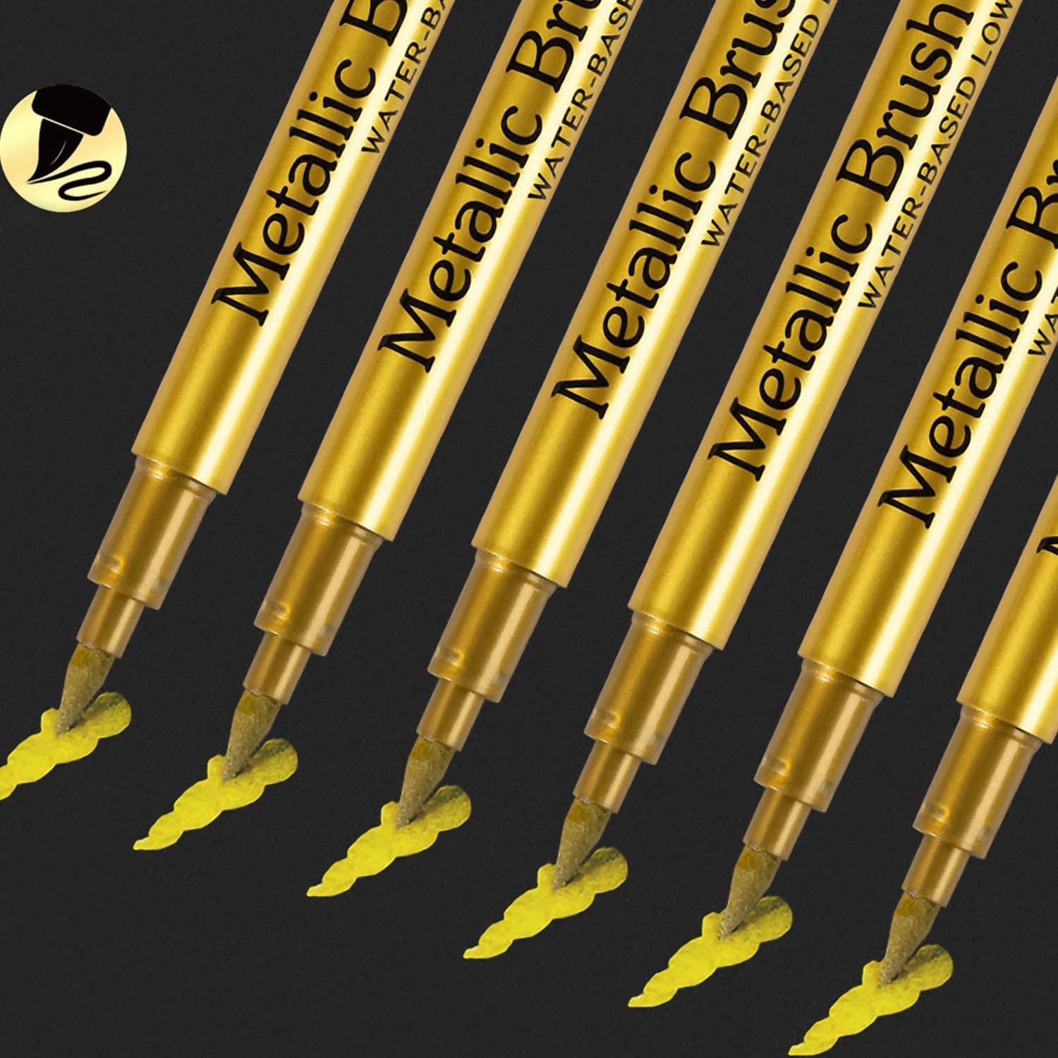 12pcs Metallic Brush Craftwork Marker Pens Gold - TTpen