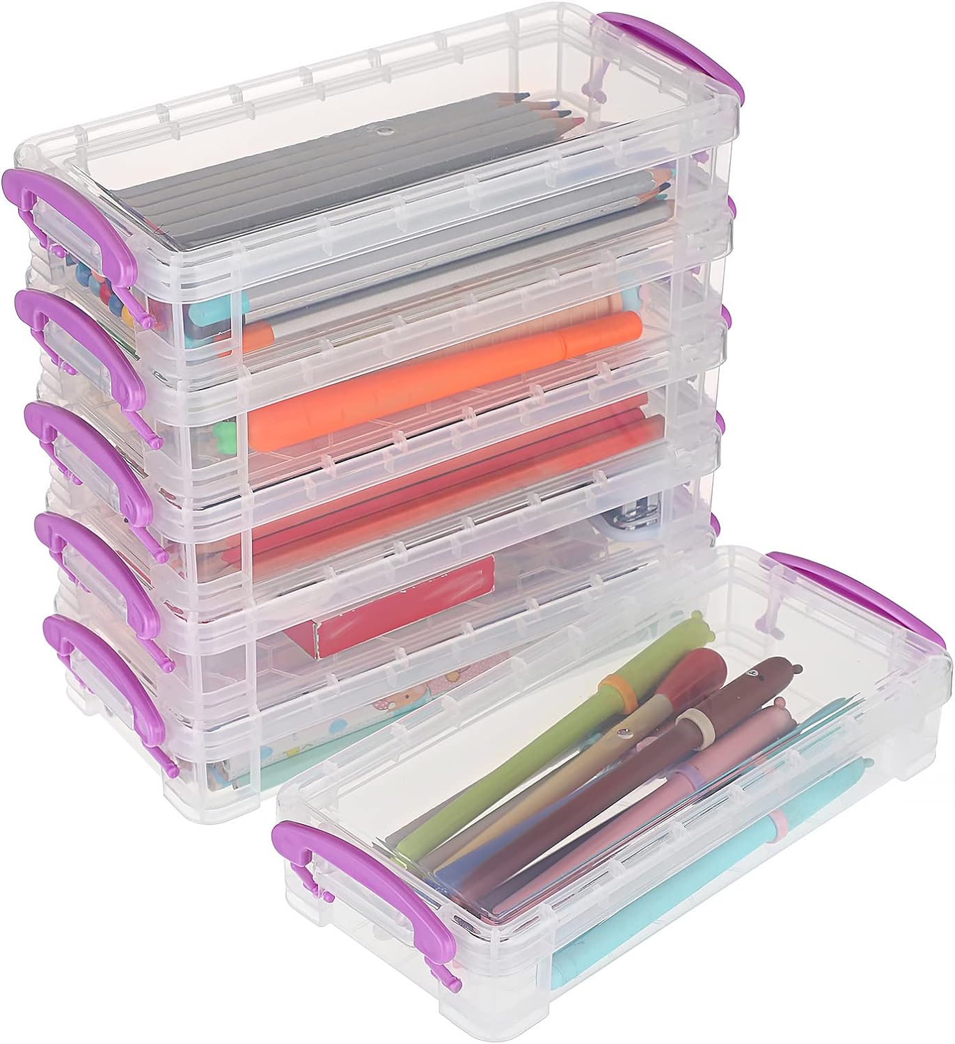 6 Large Capacity Pencil Box,Office Supplies Storage Organizer Box