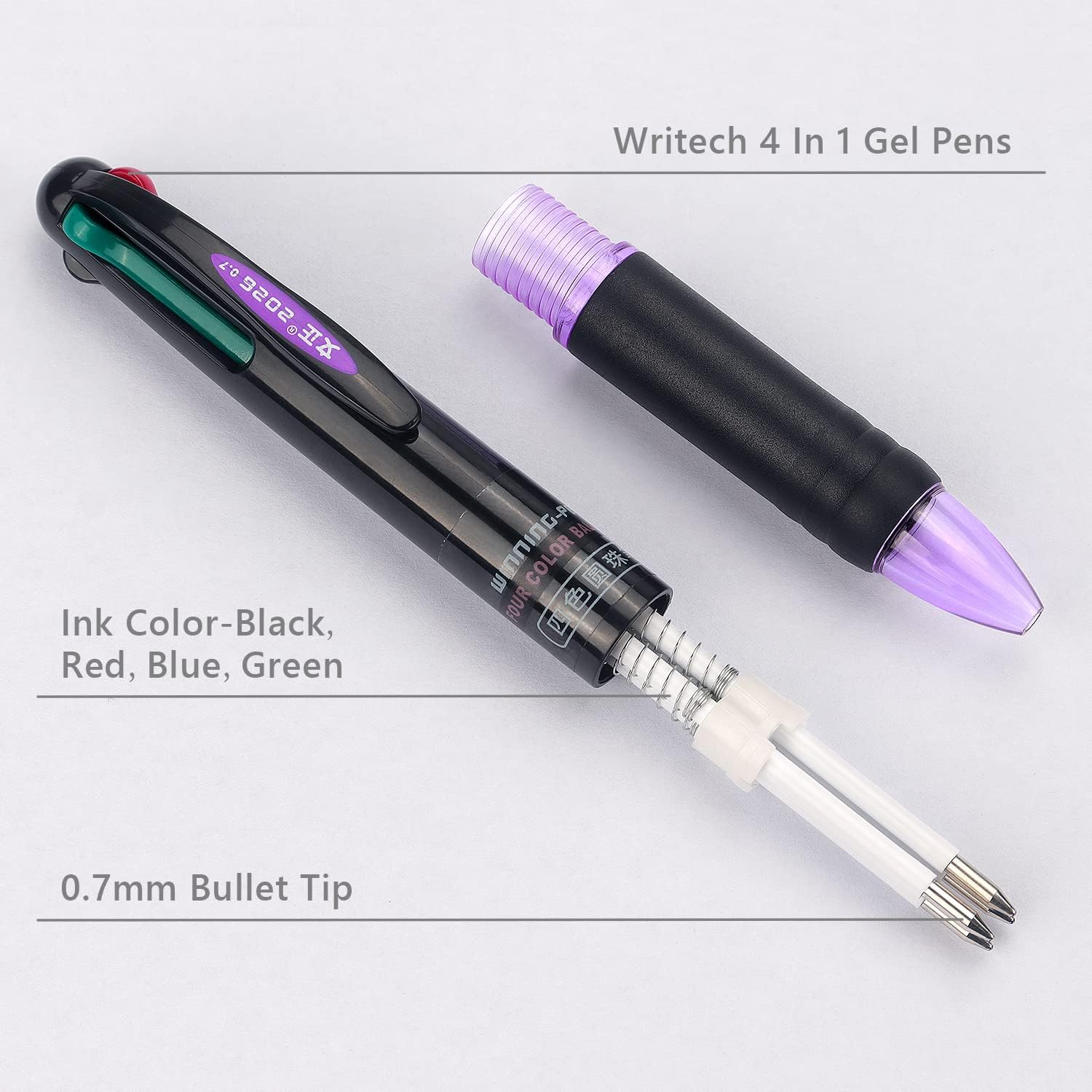 Multicolor Ballpoint Pens 4in1 0.7mm Retractable Gift Pens