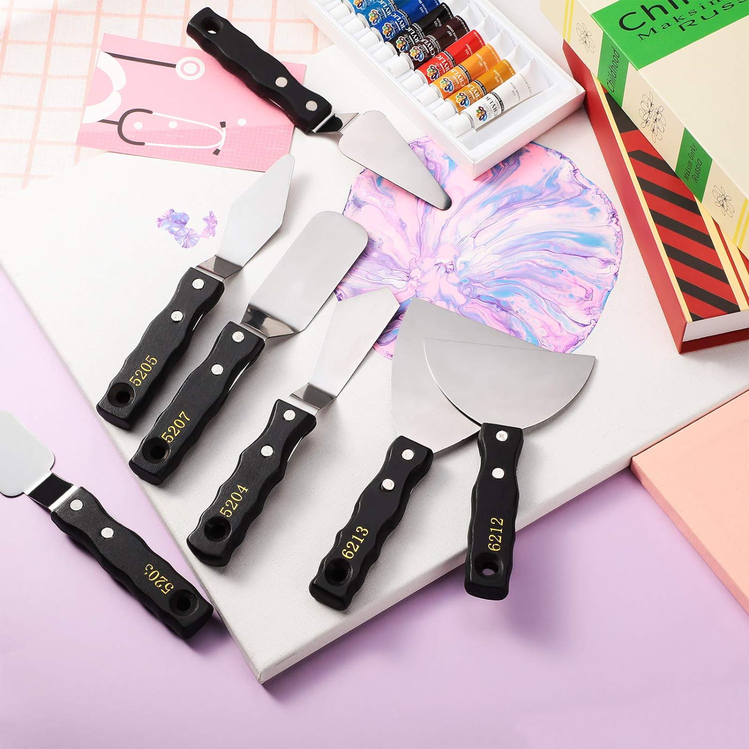 7Pcs Large Painting Knives Stainless Steel Spatula Palette