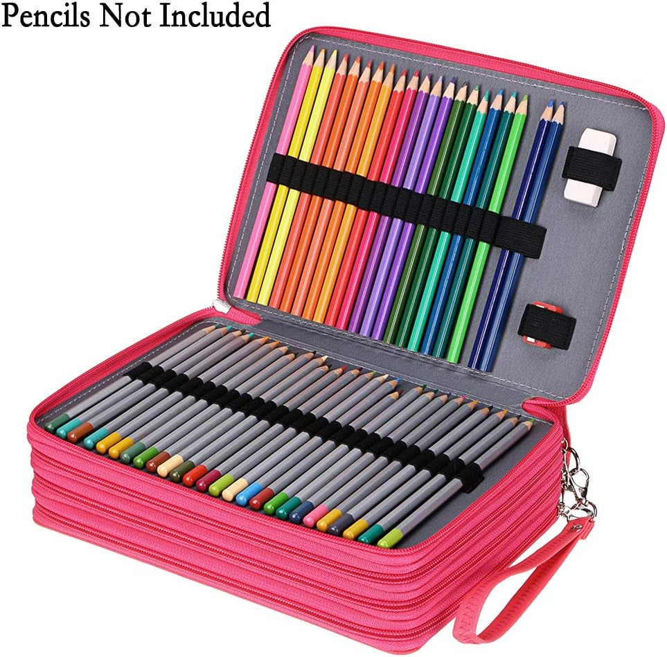 200 Slots PU Leather Pencil Case Holder Organizer