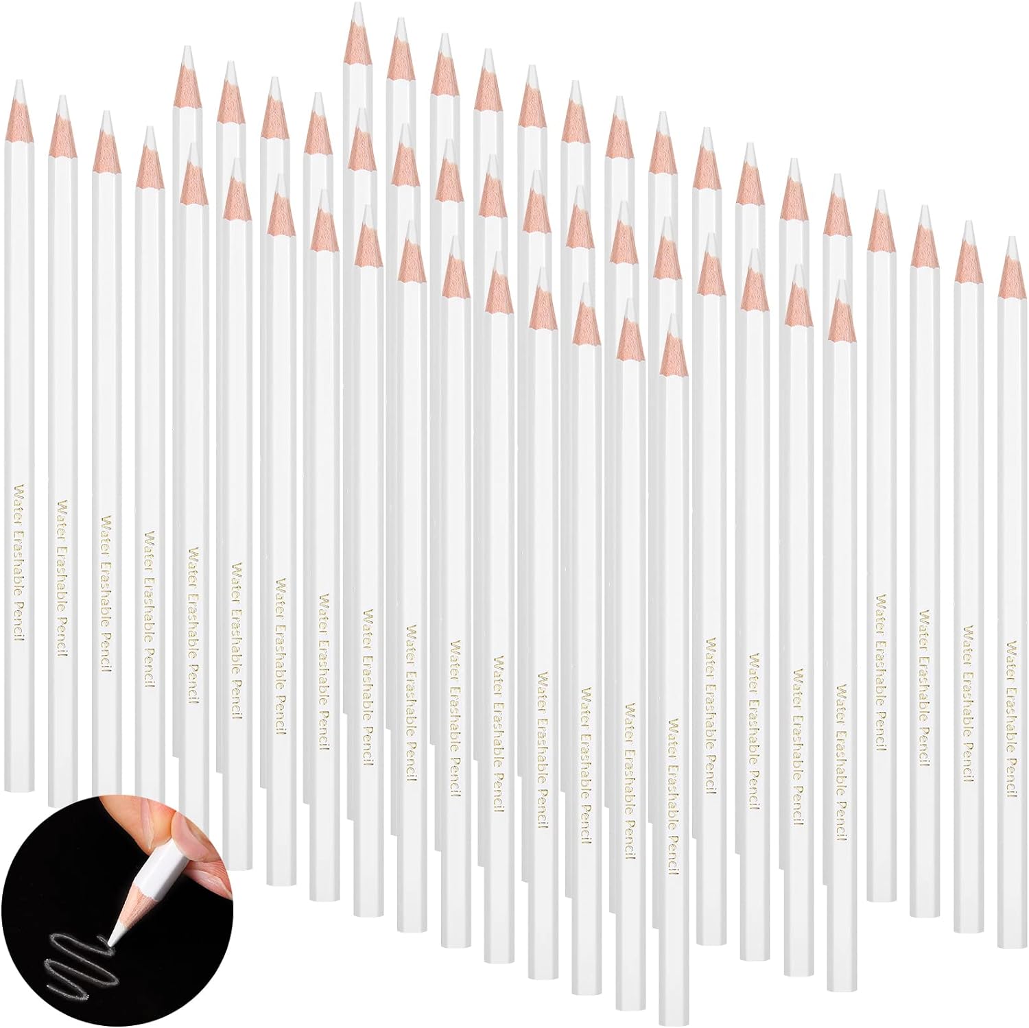 YOKE White Water Erasable Pencils for Sewing Tailor Fabric Washable 48 Pack
