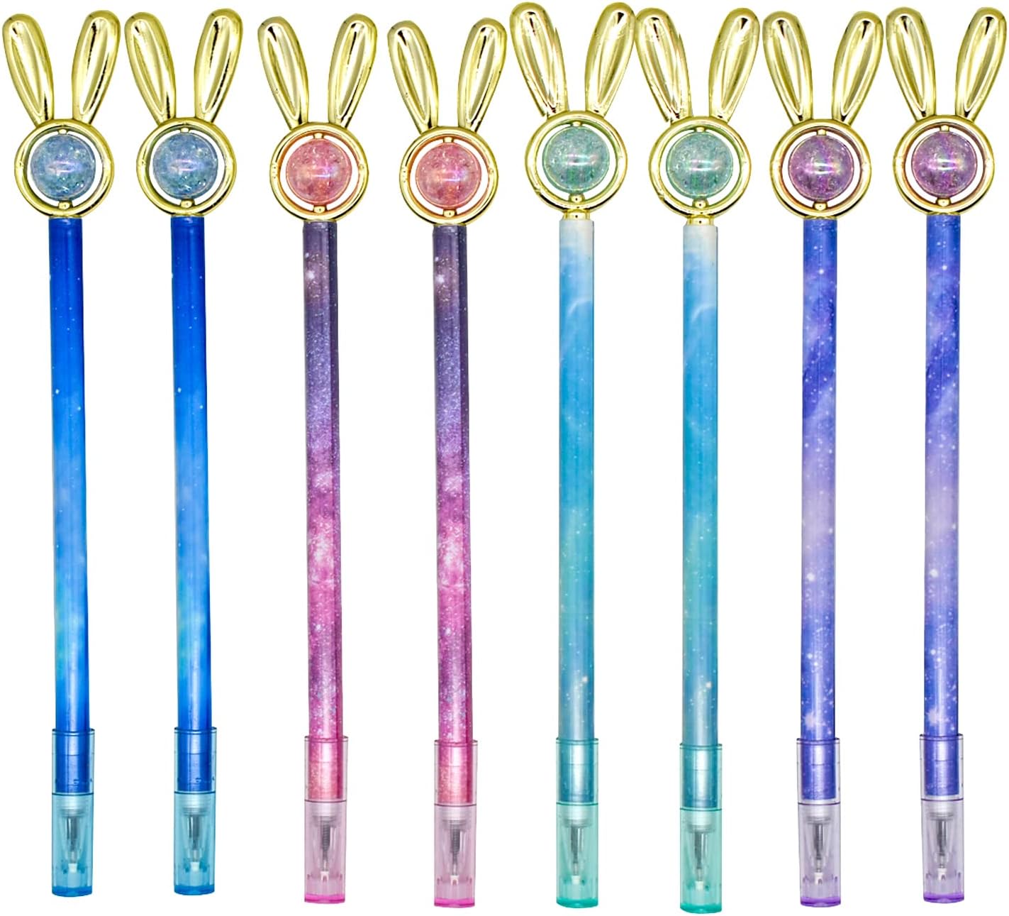 24PCS Rabbit Easter Bunny Pens Starry Sky with Pearl Gel Pens 0.5mm