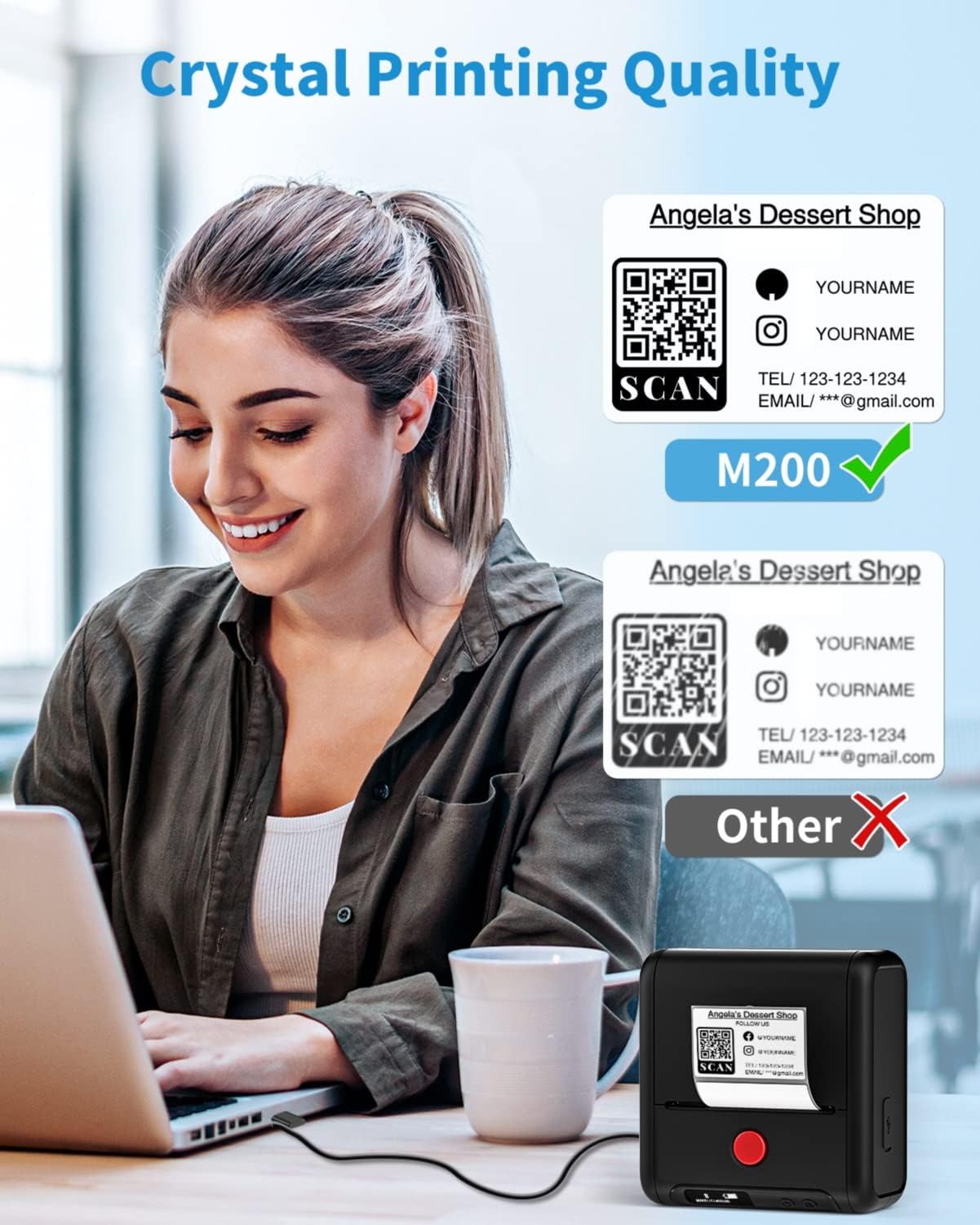 Phomemo M200 Label Maker,Bluetooth Thermal Label Printer (Type-C Charger)