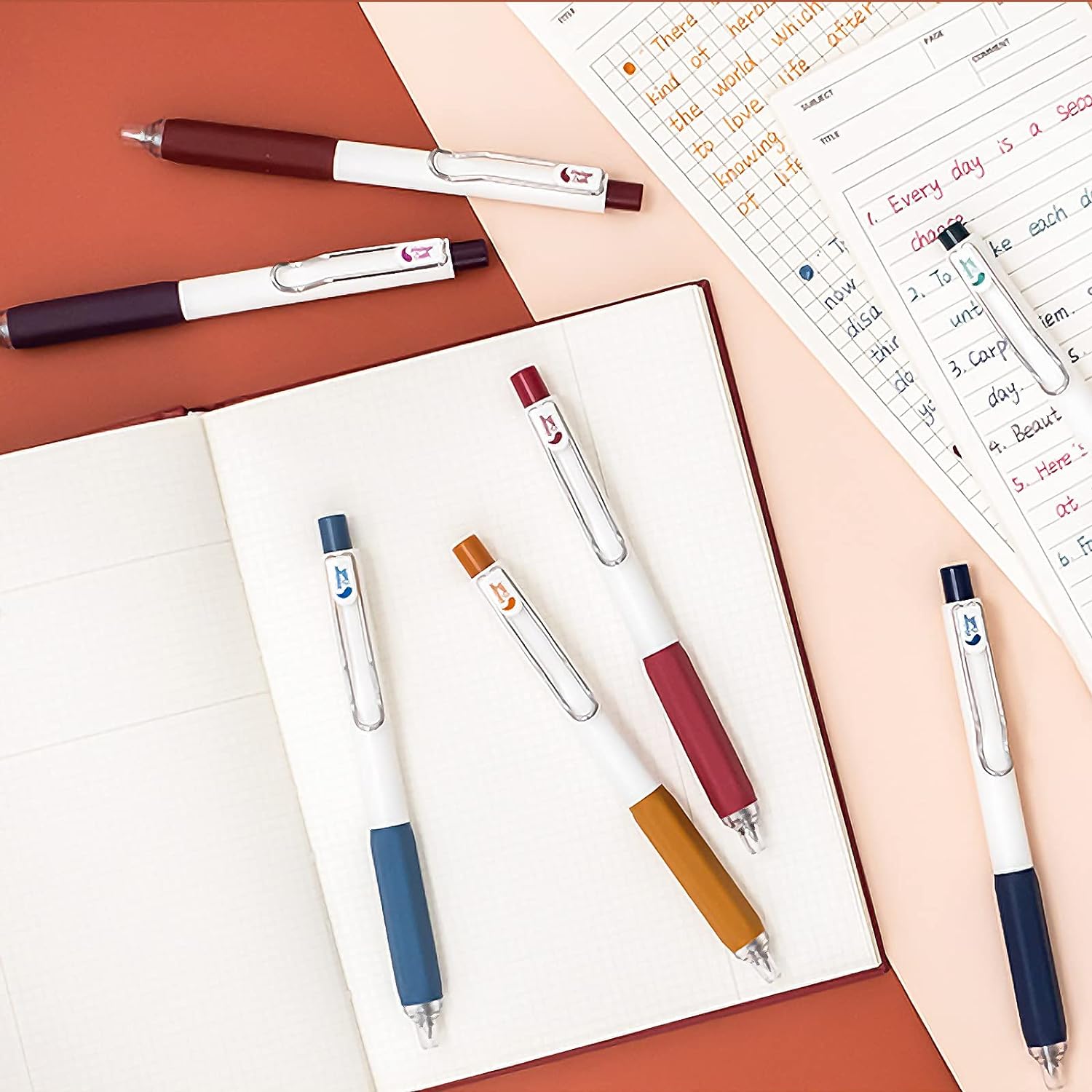 8 Vintage Color Gel Pens,0.5mm Fine Point for Note Taking Journaling